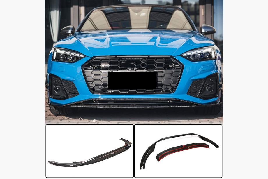Audi A5 2016–2025 Voorbumper lipspoiler Lip V1 (voor S-Line 2021-2025, carbon) Image