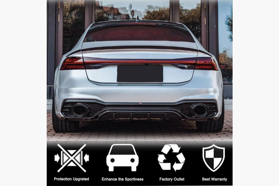 Audi A7 2018– Achterbumper diffuser met uitlaatsierstukken (voor S-Line 2018-2022, dry carbon) Foto 3