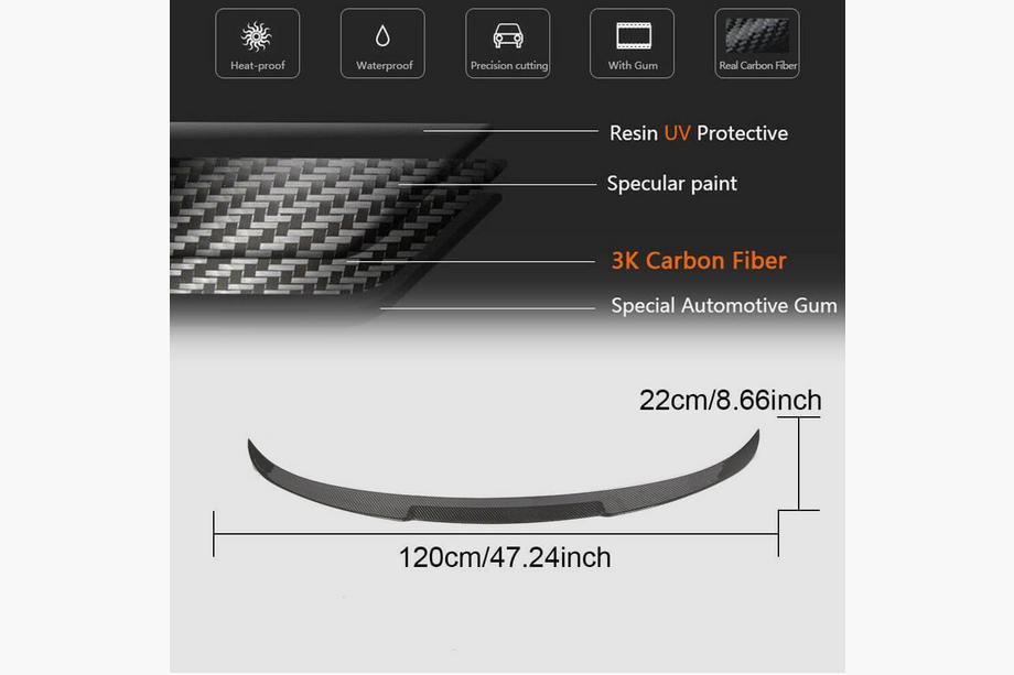 BMW 4 Serie F32/F33/F36 2012–2020 Kofferbakdeksel spoiler Carbon V4 (voor F36) Foto 5