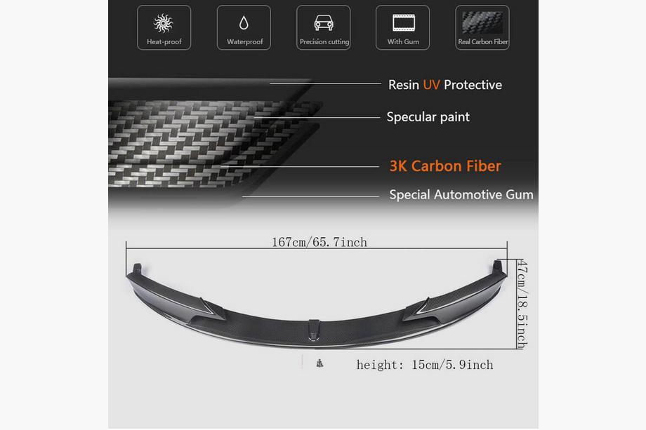 BMW 3 Serie F30/F31 2012–2019 Frontbumper lip MP-Style (voor F30 M-Sport, carbon) Foto 5