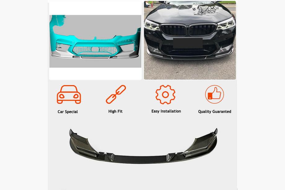BMW 5 Serie G30/G31 2017–2023 Front bumper lipspoiler Lip V1 (voor M5 F90 2017-2020, carbon) Foto 2
