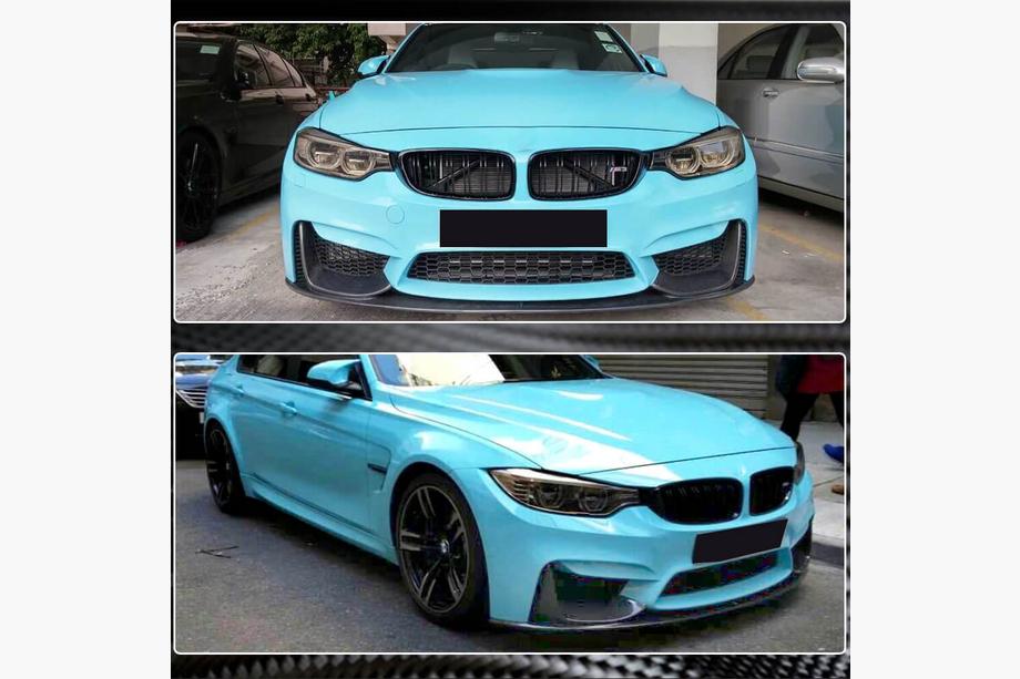 BMW 3 Serie F30/F31 2012–2019 Carbon V12 frontbumper lip (voor F80) Foto 4