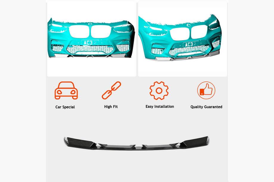 BMW X4 G02 2018– Voorbumper frontlip Lip (voor F98 2018-2021, carbon) Foto 2