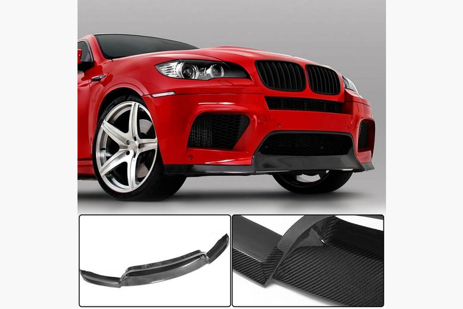 BMW X6 E71 2008–2014 Voorbumper lip spoiler Lip V1 (voor X6M, carbon) Image
