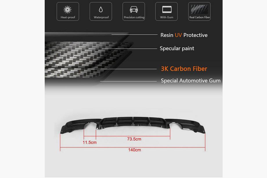 BMW 3 Serie F30/F31 2012–2019 Achterbumperdiffuser Carbon V2 (voor M-Sport) Foto 5