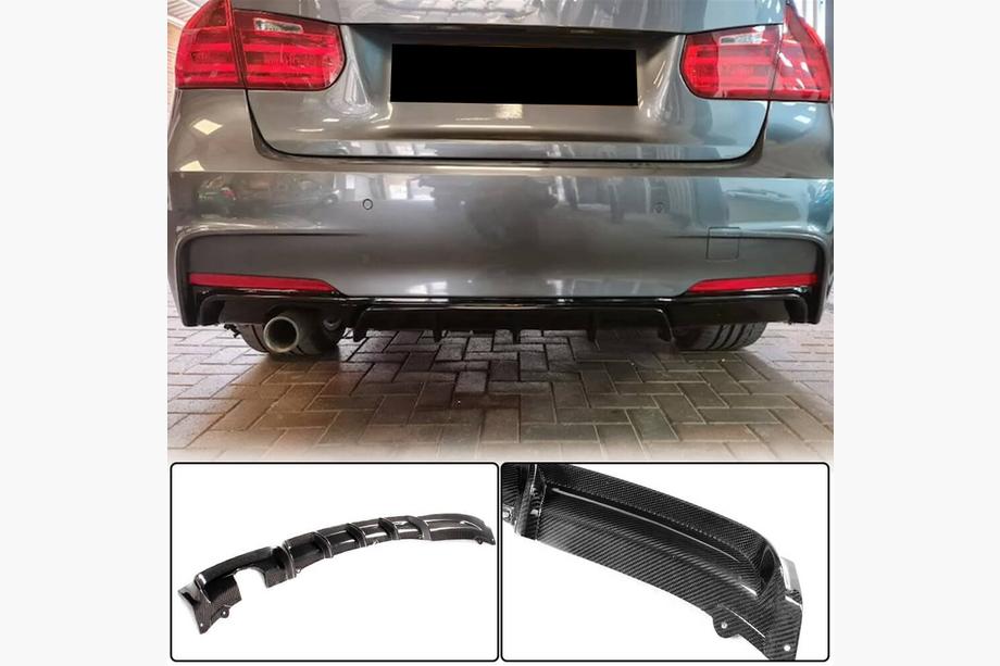BMW 3 Serie F30/F31 2012–2019 Achterbumper diffuser V3 (voor F30 M-Sport, carbon) Image