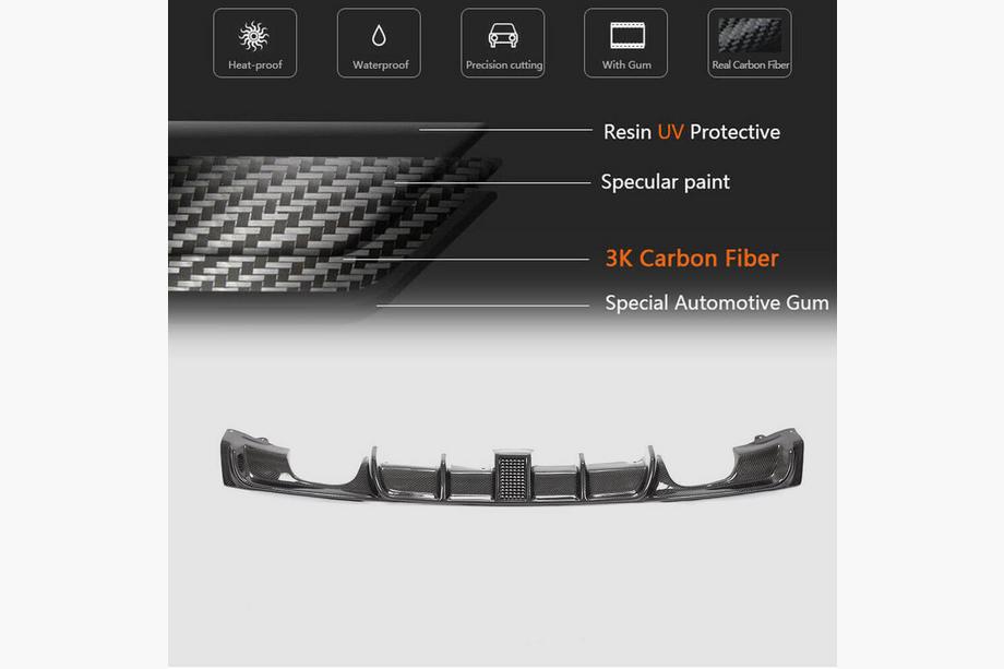 BMW 3 Serie F30/F31 2012–2019 Achterbumperdiffuser Carbon V9 (voor M-Sport) Foto 7