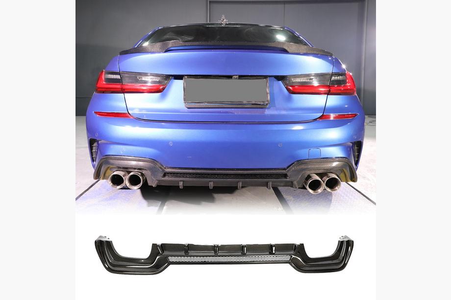 BMW 3 Serie G20/G21 2018– Achterbumperdiffuser V2 (voor M-Sport 2018-2022, carbon) Image