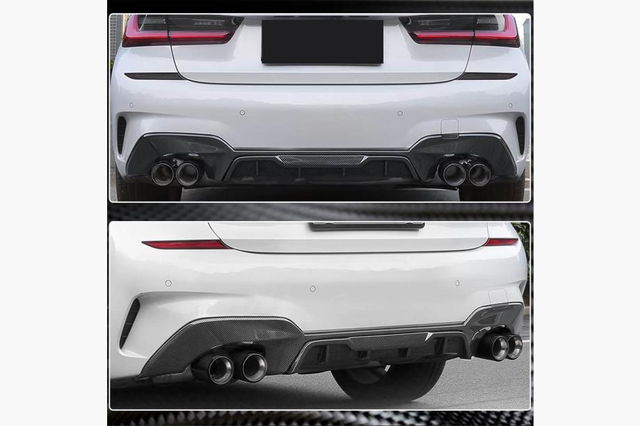 BMW 3 Serie G20/G21 2018– Achterbumper diffuser V7 (voor M-Sport 2018-2022, carbon) Foto 4
