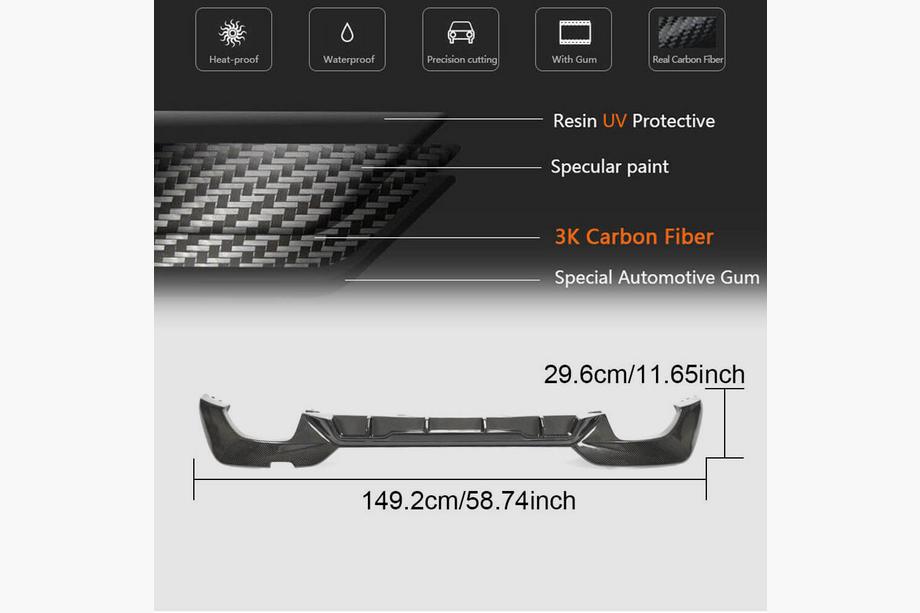 BMW 3 Serie G20/G21 2018– Achterbumper diffuser V7 (voor M-Sport 2018-2022, carbon) Foto 5