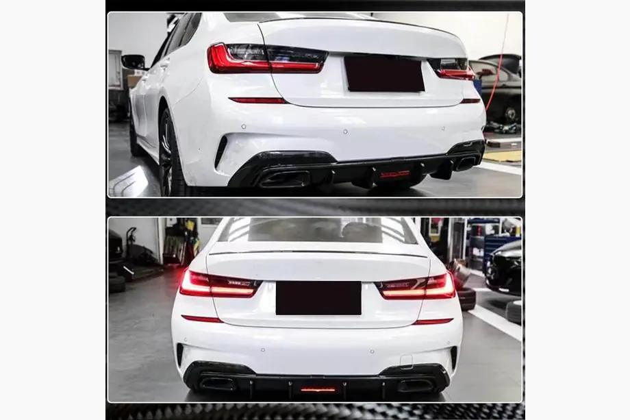 BMW 3 Serie G20/G21 2018– Achterbumper diffuser V6 (voor M-Sport 2018-2022, carbon) Foto 5