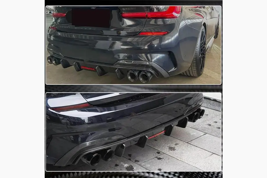 BMW 3 Serie G20/G21 2018– Achterbumper diffuser V6 (voor M-Sport 2018-2022, carbon) Foto 6