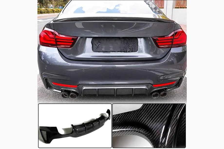 BMW 4 Serie F32/F33/F36 2012–2020 Achterbumperdiffuser V1 (voor M-Sport, carbon) Image