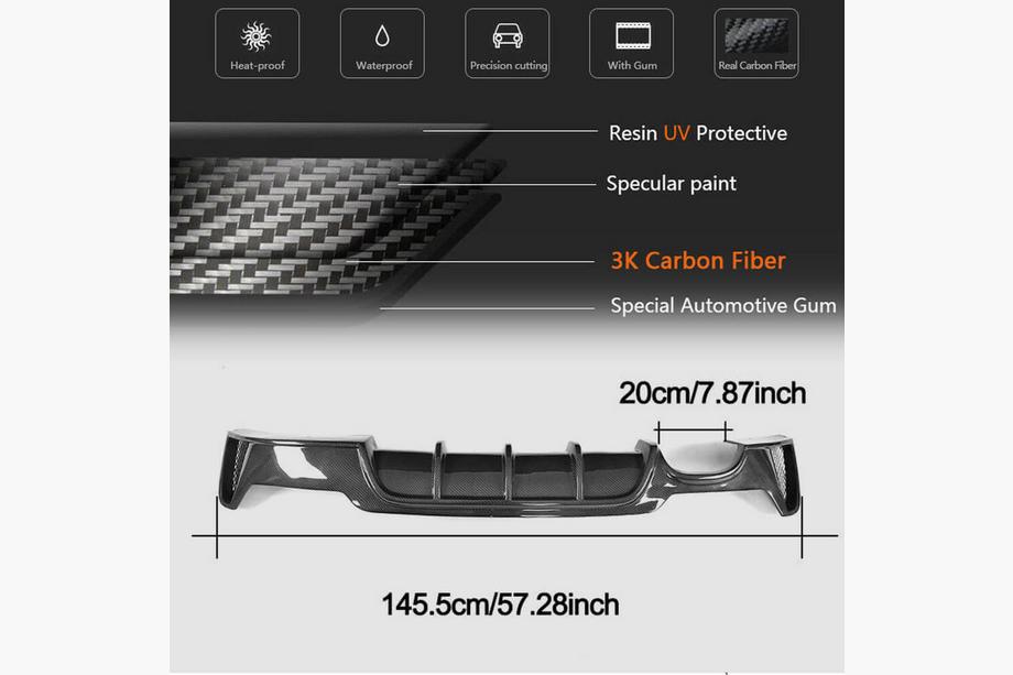 BMW 4 Serie F32/F33/F36 2012–2020 Achterbumper diffuser ABS carbon V5 (M-Sport) Foto 5