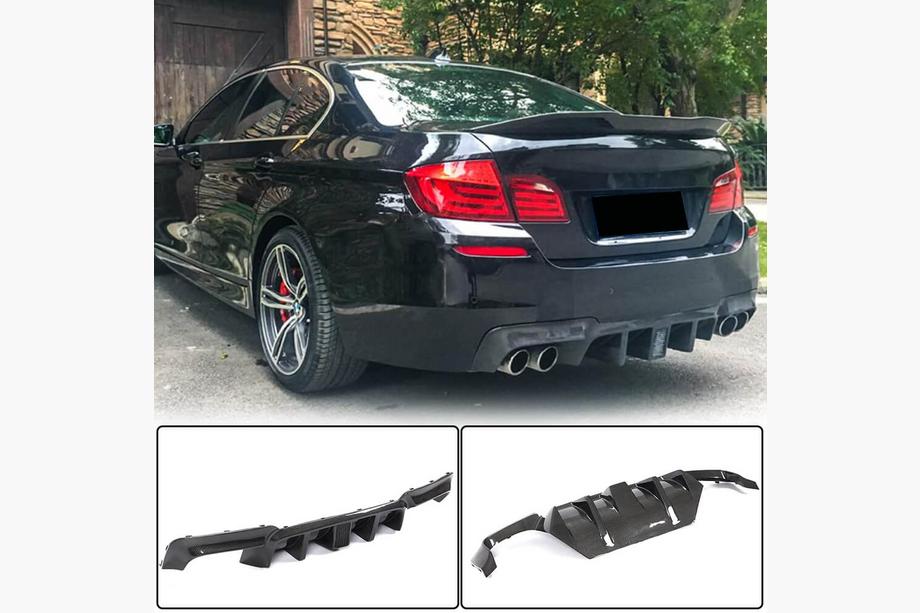 BMW 5 Serie F10/F11 2010–2016 Achterbumper diffuser V2 (voor F10 M-Sport, carbon) Foto 2