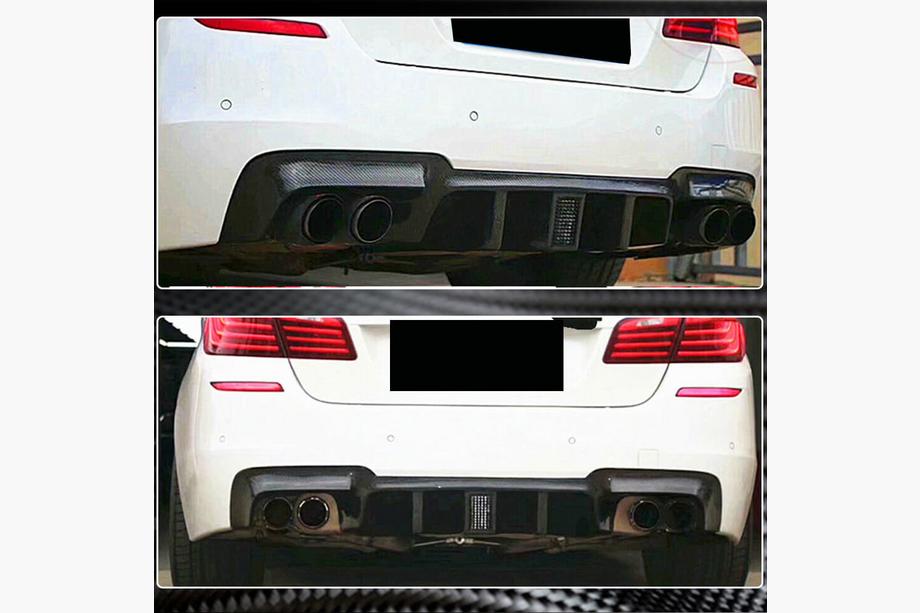 BMW 5 Serie F10/F11 2010–2016 Achterbumper diffuser V2 (voor F10 M-Sport, carbon) Foto 4