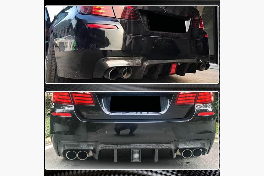 BMW 5 Serie F10/F11 2010–2016 Achterbumper diffuser V2 (voor F10 M-Sport, carbon) Foto 5