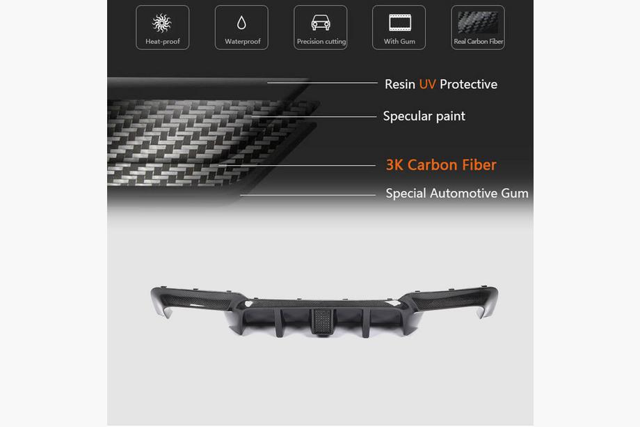 BMW 5 Serie F10/F11 2010–2016 Achterbumper diffuser V2 (voor F10 M-Sport, carbon) Foto 6