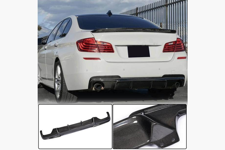 BMW 5 Serie F10/F11 2010–2016 Achterbumperdiffuser V3 (voor F10 M-Sport, carbon) Foto 1
