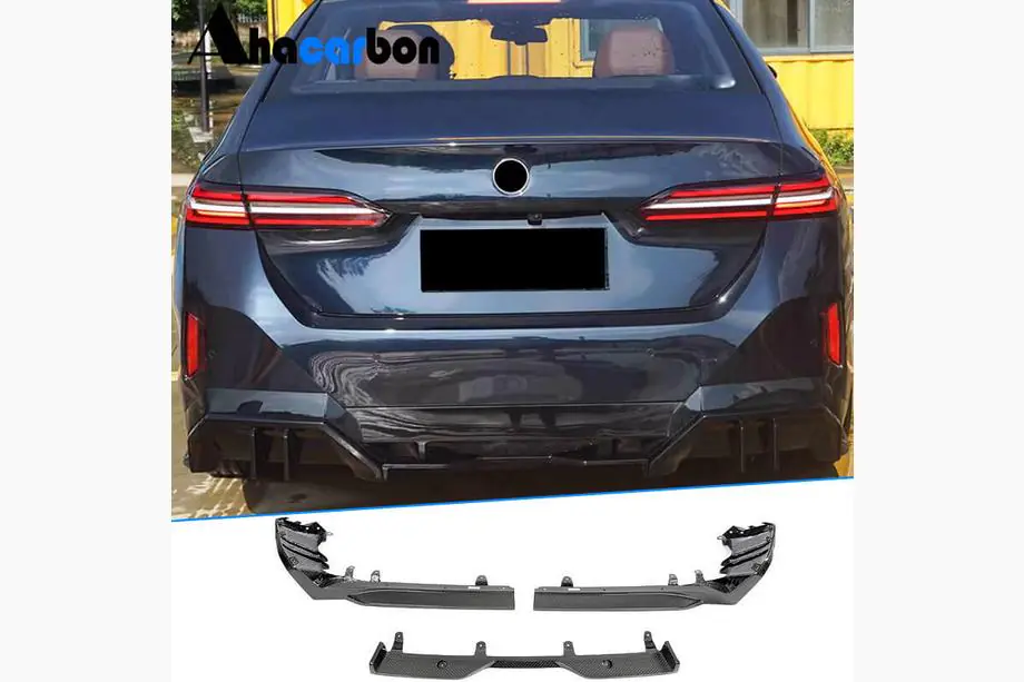 BMW 5/i5 Serie G60/G60E/G61 2023– Achterbumper diffuser (voor M-Sport, carbon) Foto 1