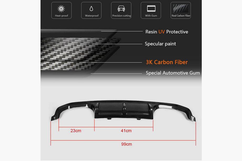 BMW 3 Serie F30/F31 2012–2019 Achterbumper diffuser Carbon V11 (voor F80) Foto 6