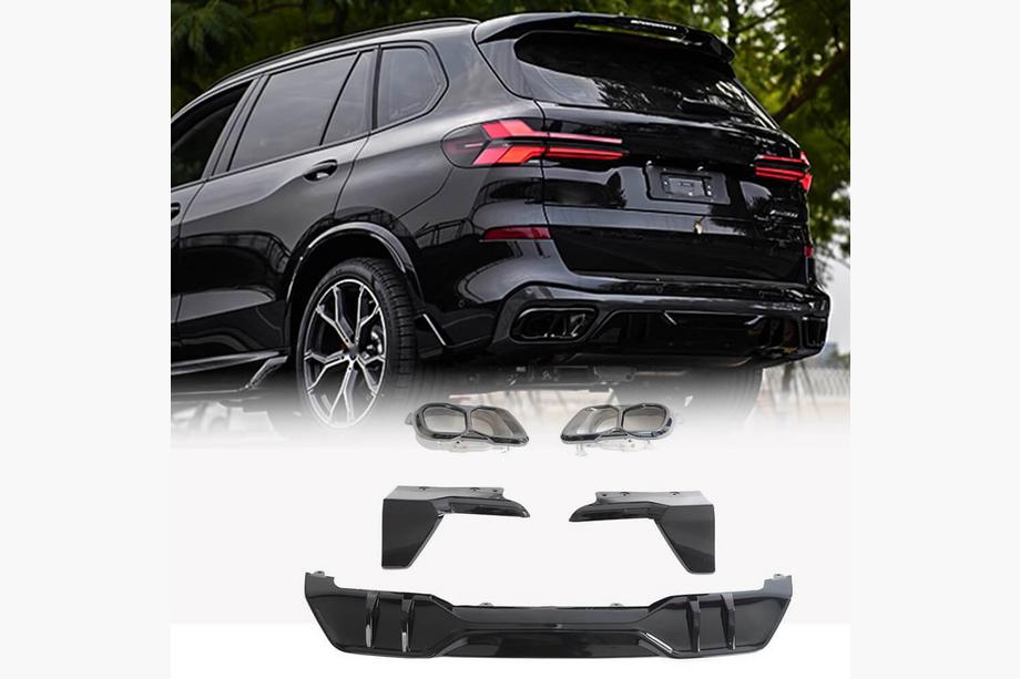 BMW X5 G05 2019–2026 Achterbumper diffuser V4 (2018-2022, hoogglans zwart) Foto 1