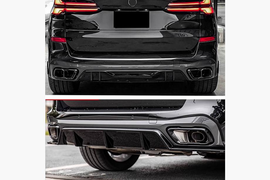 BMW X5 G05 2019–2026 Achterbumper diffuser V4 (2018-2022, hoogglans zwart) Foto 2