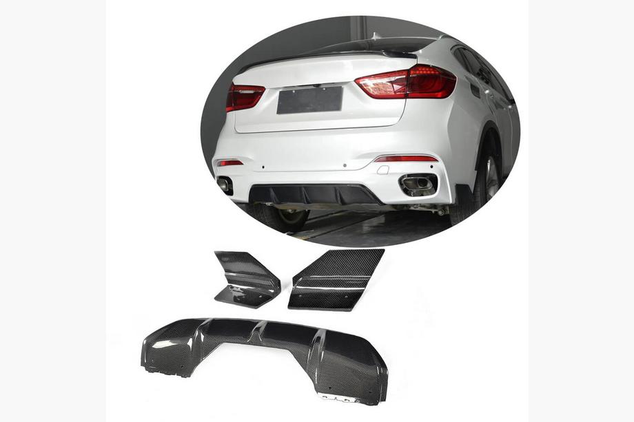 BMW X6 F16 2014–2019 Achterbumperdiffuser V1 (voor M-Sport, carbon) Foto 1