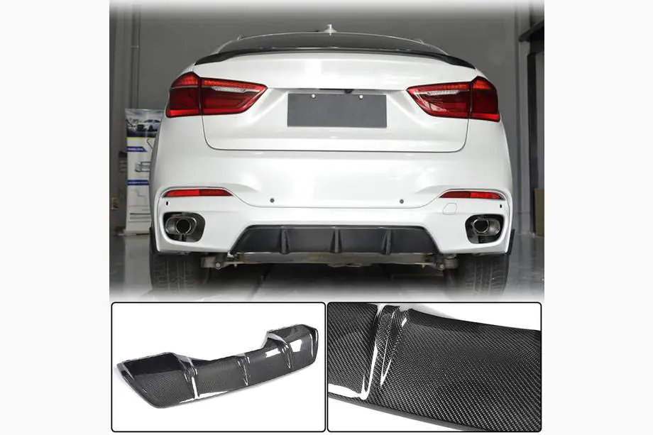 BMW X6 F16 2014–2019 Achterbumper diffuser V2 (voor M-Sport, carbon) Image