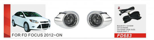 Ford Focus III 2011–2017 Mistlampen (2011-2015, halogeen) Chromen ring foto 2