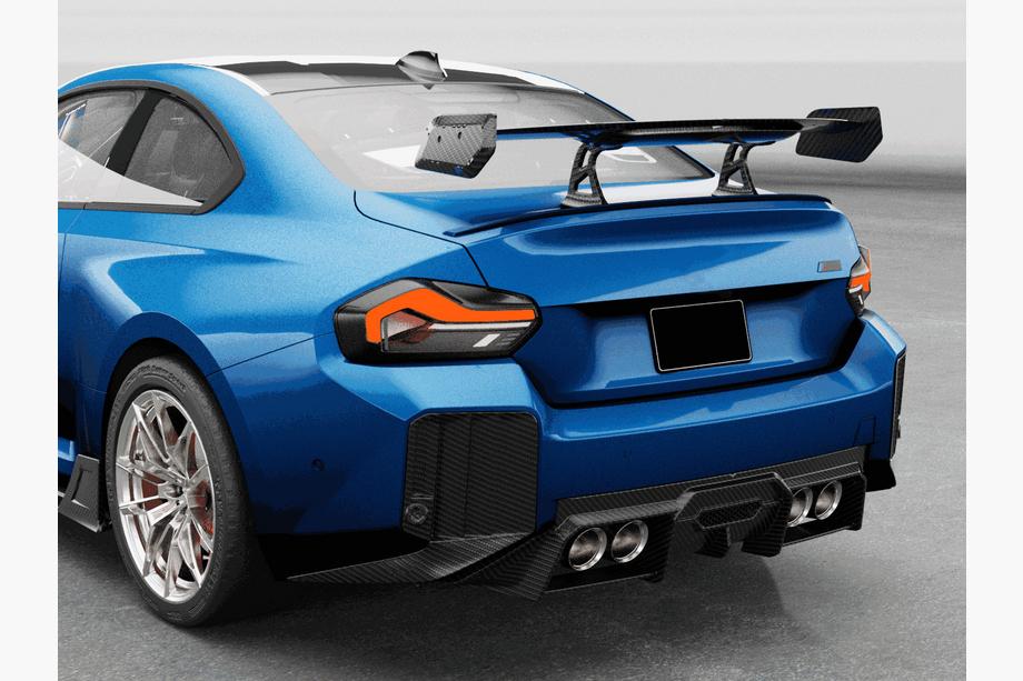 BMW 2 Serie G42 2021– Achterbumper splitters V1 (voor G87, carbon) Foto 3
