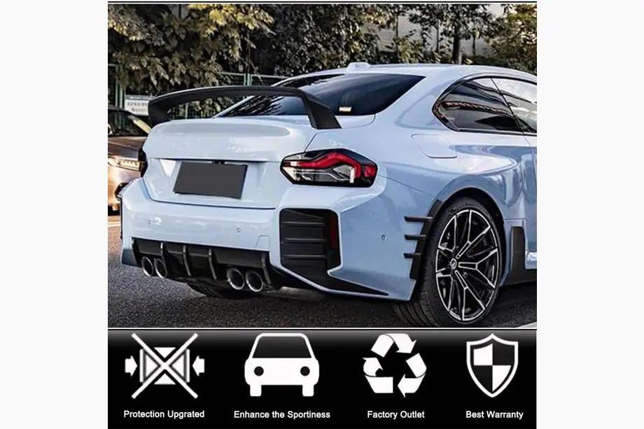 BMW 2 Serie G42 2021– Achterbumper splitters V2 (voor G87, Carbon) Foto 2