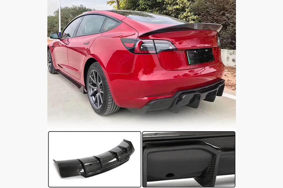 Tesla Model 3 2017– Achterbumper diffuser V2 (2017-2023, Carbon) Image