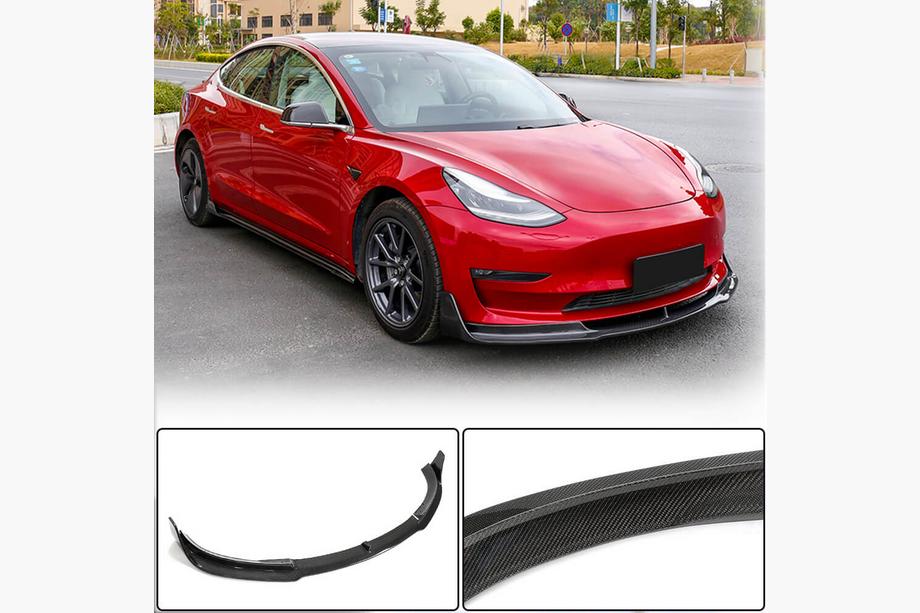 Tesla Model 3 2017– Voorbumper lip Lip V1 (2017-2023, carbon) Image
