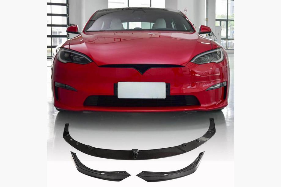 Tesla Model S 2012– Frontlip spoiler Lip V2 (2021+, Carbon) Image
