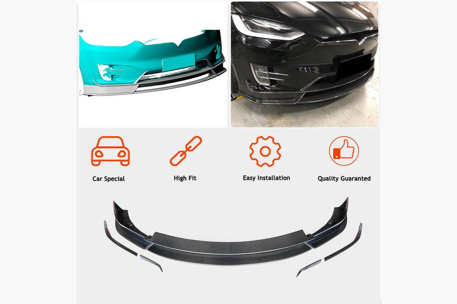 Tesla Model X 2015– Carbon frontlip voor de voorbumper V3 (2016-2020) Foto 2
