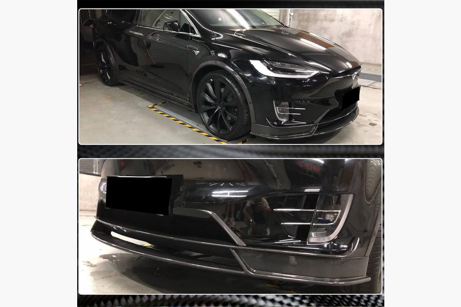 Tesla Model X 2015– Carbon frontlip voor de voorbumper V3 (2016-2020) Foto 4