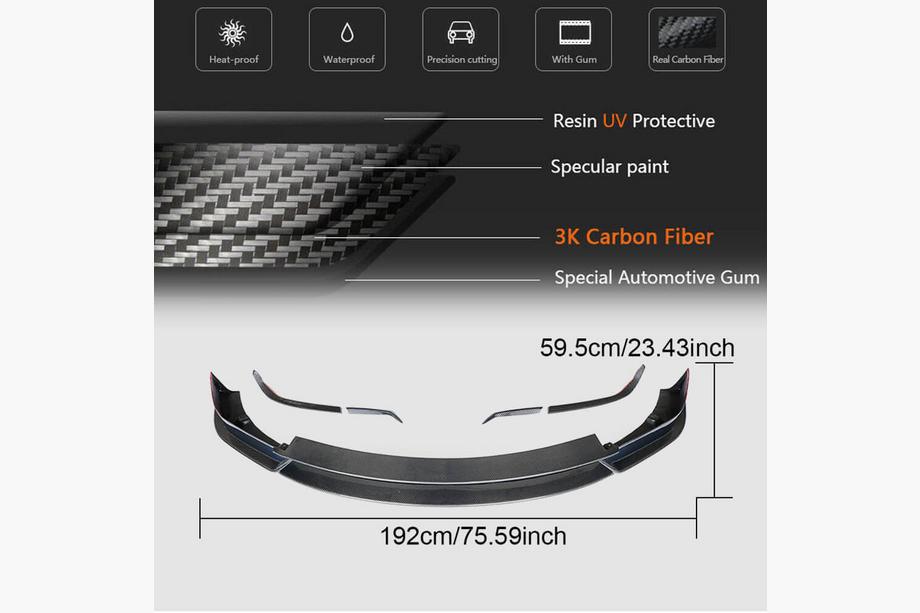 Tesla Model X 2015– Carbon frontlip voor de voorbumper V3 (2016-2020) Foto 6