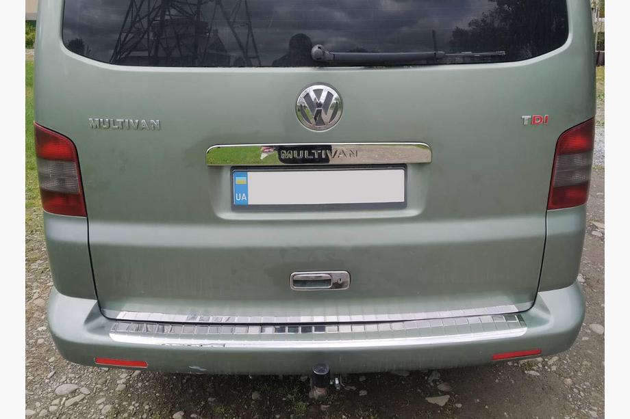 Volkswagen T5 Multivan 2003–2010 RVS achterbumperbeschermer met omgezette rand (Omsa) Image