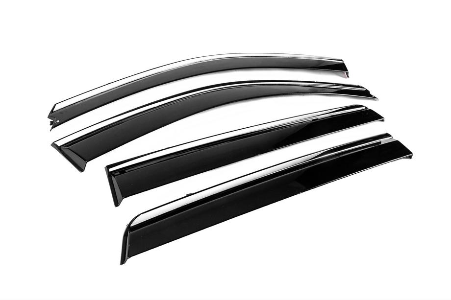 Hyundai Santa Fe 2 2006–2012 Windschermen met chromen sierlijst Niken Luxury (4 stuks) Foto 3