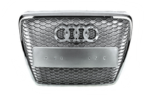 Audi A6 C6 2004–2011 RS-stijl frontgrille (grijs met chroom) foto 5