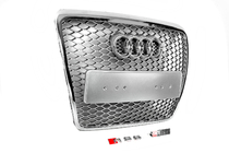 Audi A6 C6 2004–2011 RS-stijl frontgrille (grijs met chroom) foto 2