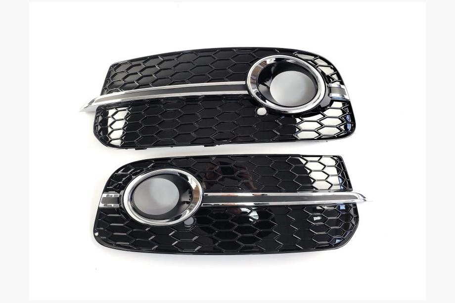 Audi Q5 2008–2017 Mistlampgrilles RS-Style (2013-2017, 2 stuks, zwart met chroom) Image