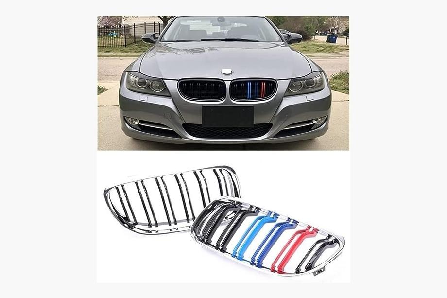 BMW 3-serie E90/E91 2005–2011 M-Look nierroosters (voor E-90/91 2008-2011, M-Color met chroomrand) Foto 2