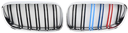 BMW 3-serie E92/E93 2006–2013 M-Look niergrilles (voor 2005-2009, M-Color met chroomrand) foto 2