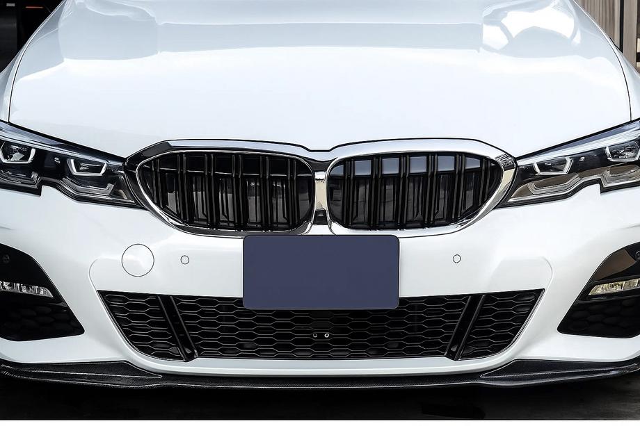 BMW 3 Serie G20/G21 2018– Niergrilles M-Look V2 (2018-2022, hoogglans zwart met chroomrand) Image