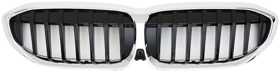 BMW 3 Serie G20/G21 2018– Niergrilles 1 Bar (2018-2022, hoogglans zwart met chroomrand) foto 2