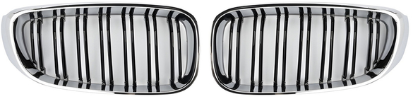 BMW 3-serie F34 2013–2020 M-Look nierroosters (hoogglans zwart met chroomrand) foto 2