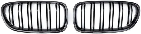 BMW 5 Serie F10/F11 2010–2016 M-Look nierengrilles (glans zwart met carbon hydroprint) foto 2