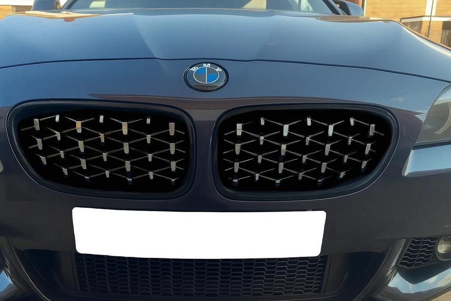BMW 5 Serie F10/F11 2010–2016 Nierroosters Diamond Silver (zwarte rand) Image